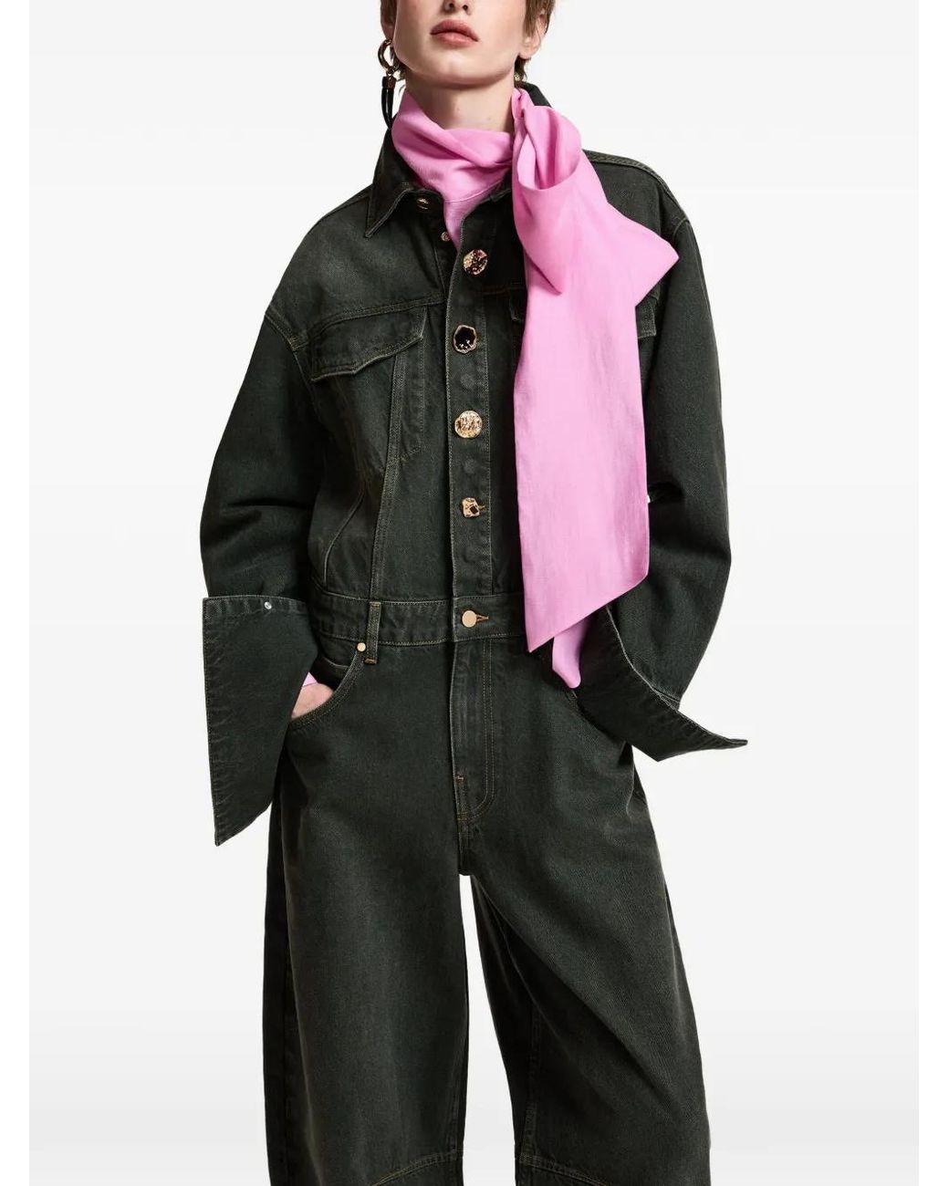 Essentiel Antwerp Black Kickstart Barrel-Leg Jumpsuit