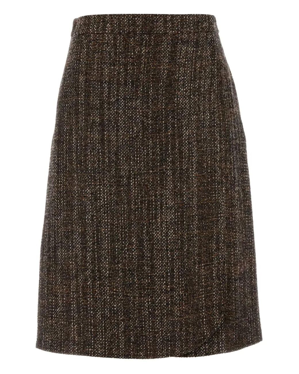 Fendi Brown Tweed A-Line Skirt