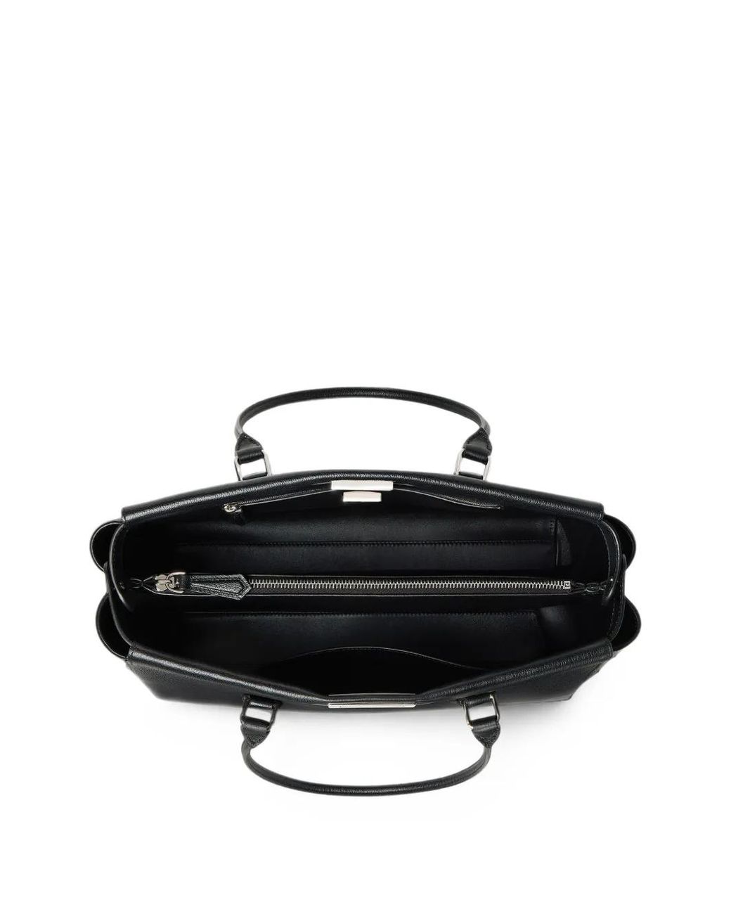 Fendi Black Small Peekaboo Grain-Leather Tote Bag