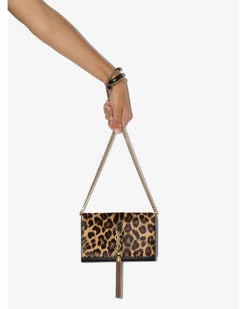 Saint Laurent Kate Leopard Print Clutch Bag in Black | Lyst