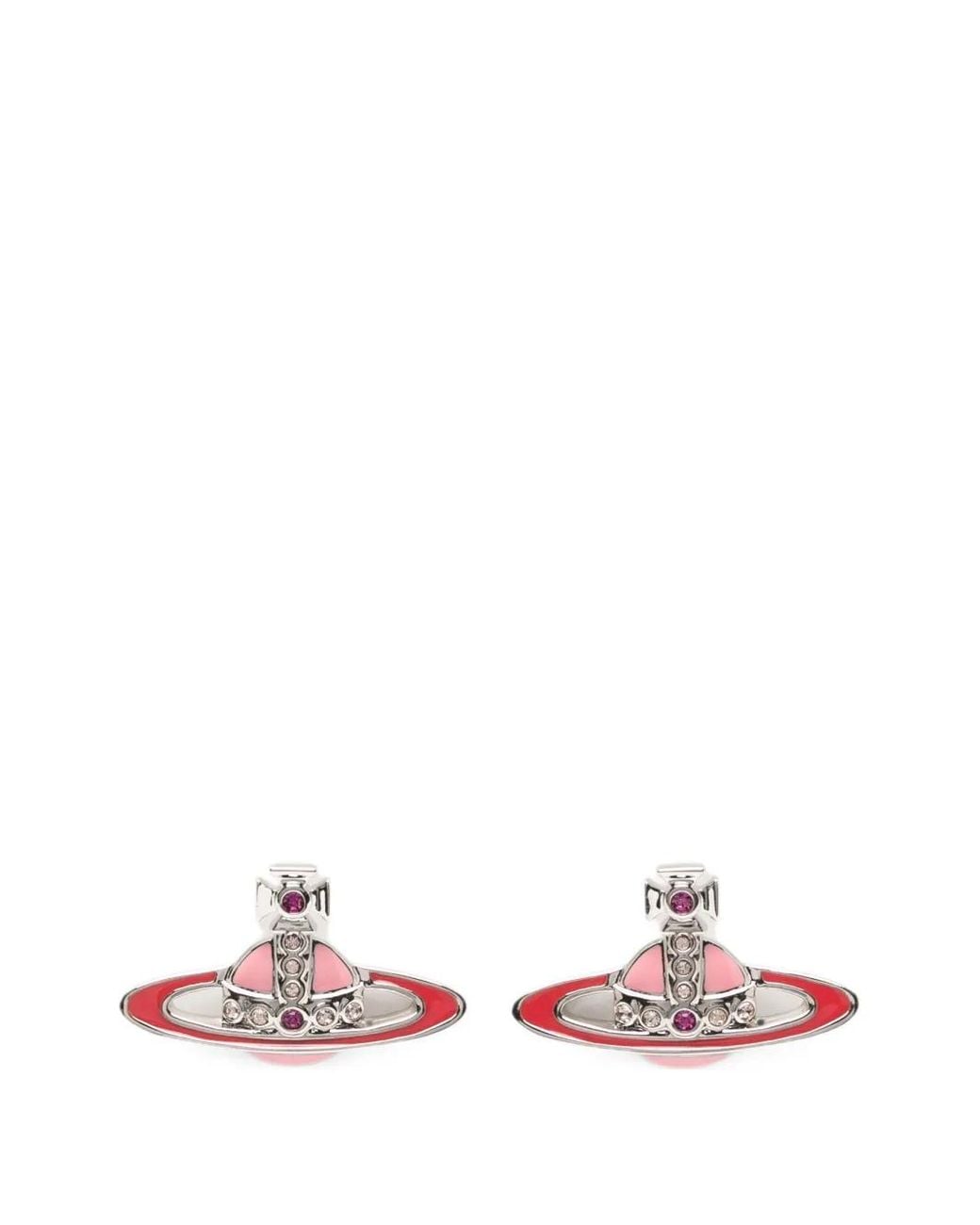Vivienne Westwood Pink Small Neo Bas Relief Orb Crystal-Embellished Earrings