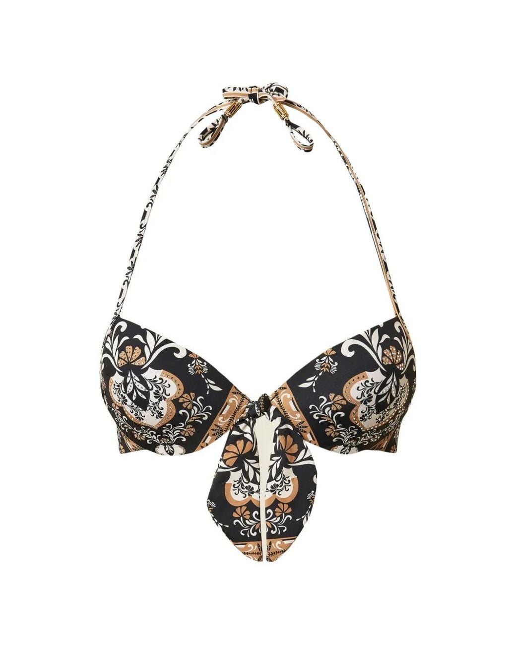 Twinset Metallic Push-Up Bikini Top With Print And Rhinestones