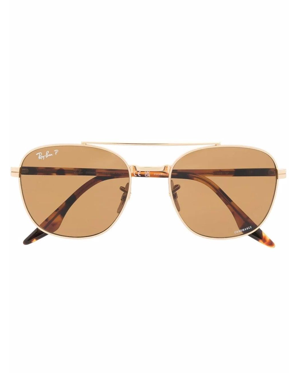 Ray-Ban Brown Tortoise Aviator-Frame Sunglasses