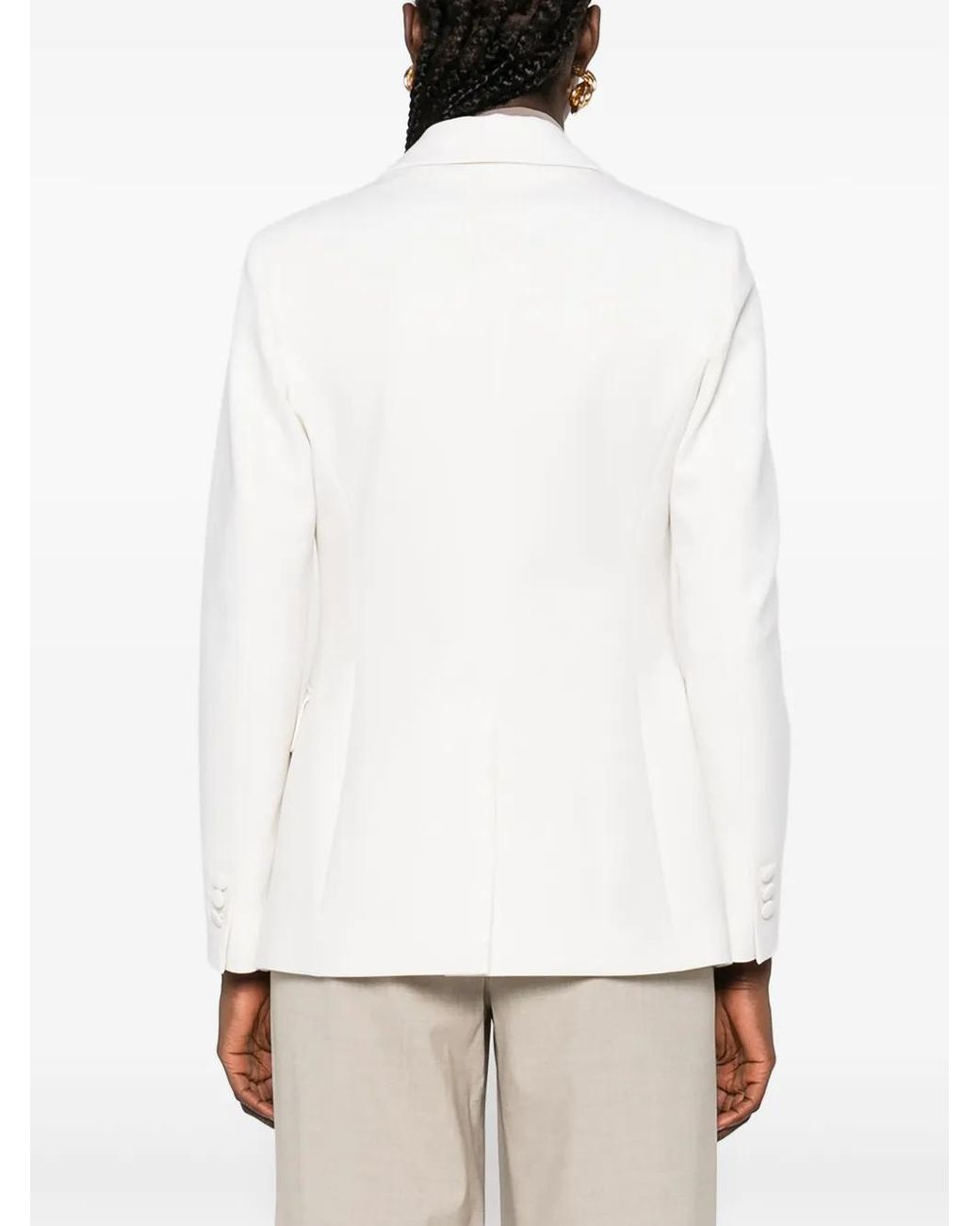 P.A.R.O.S.H. White Single-Breasted Wool-Blend Blazer