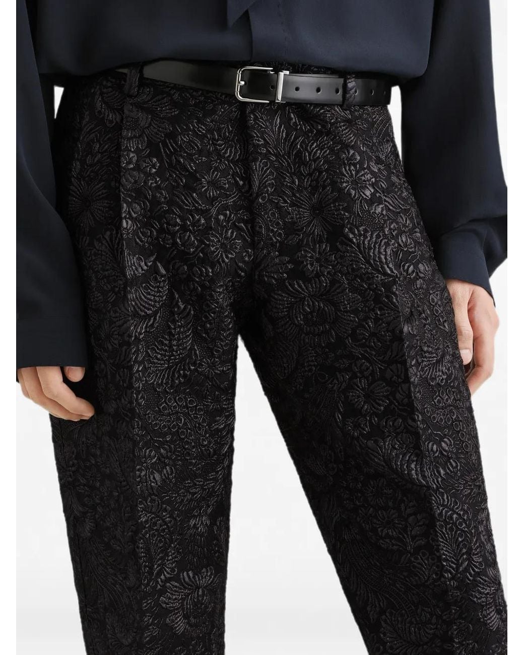 Dolce & Gabbana Black Brocade Trousers for men