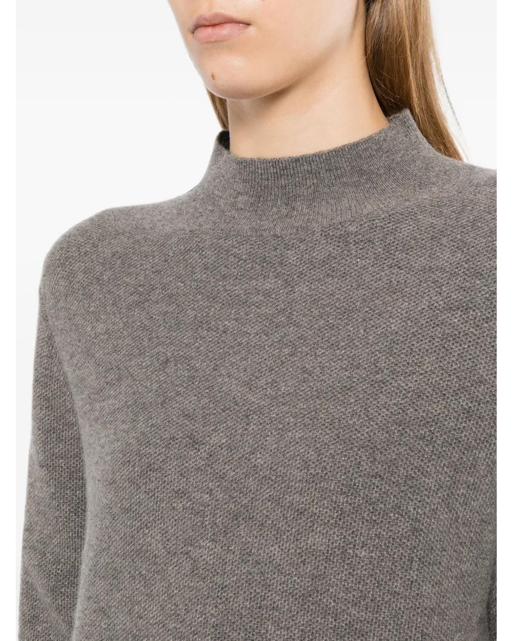N.Peal Cashmere Gray Pull En Maille Alvéolée En Cachemire