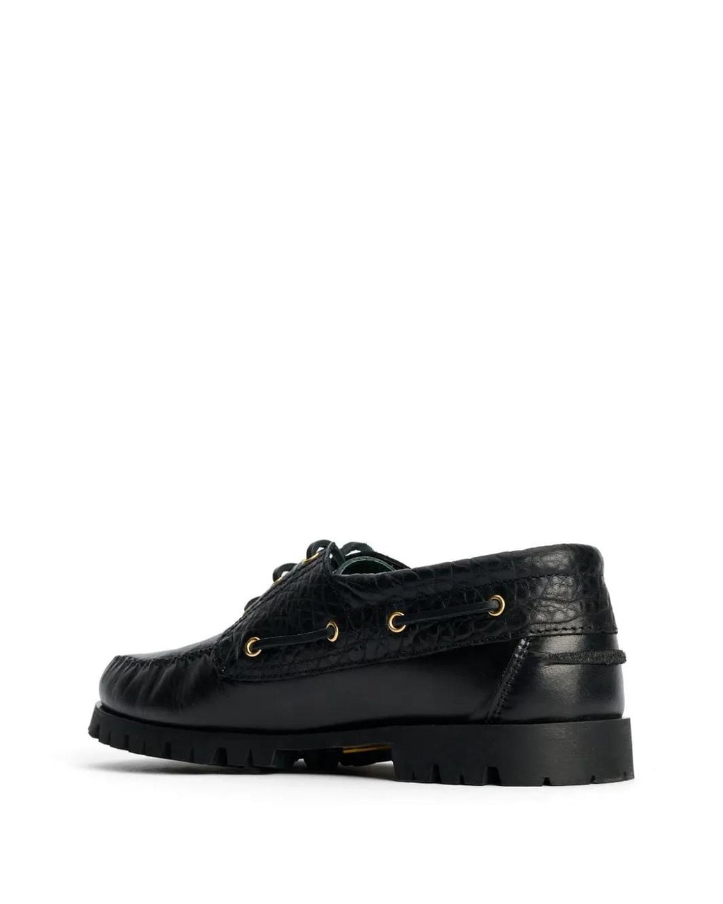 VINNY'S Black Mocassins Aztec À Effet Peau De Crocodile for men