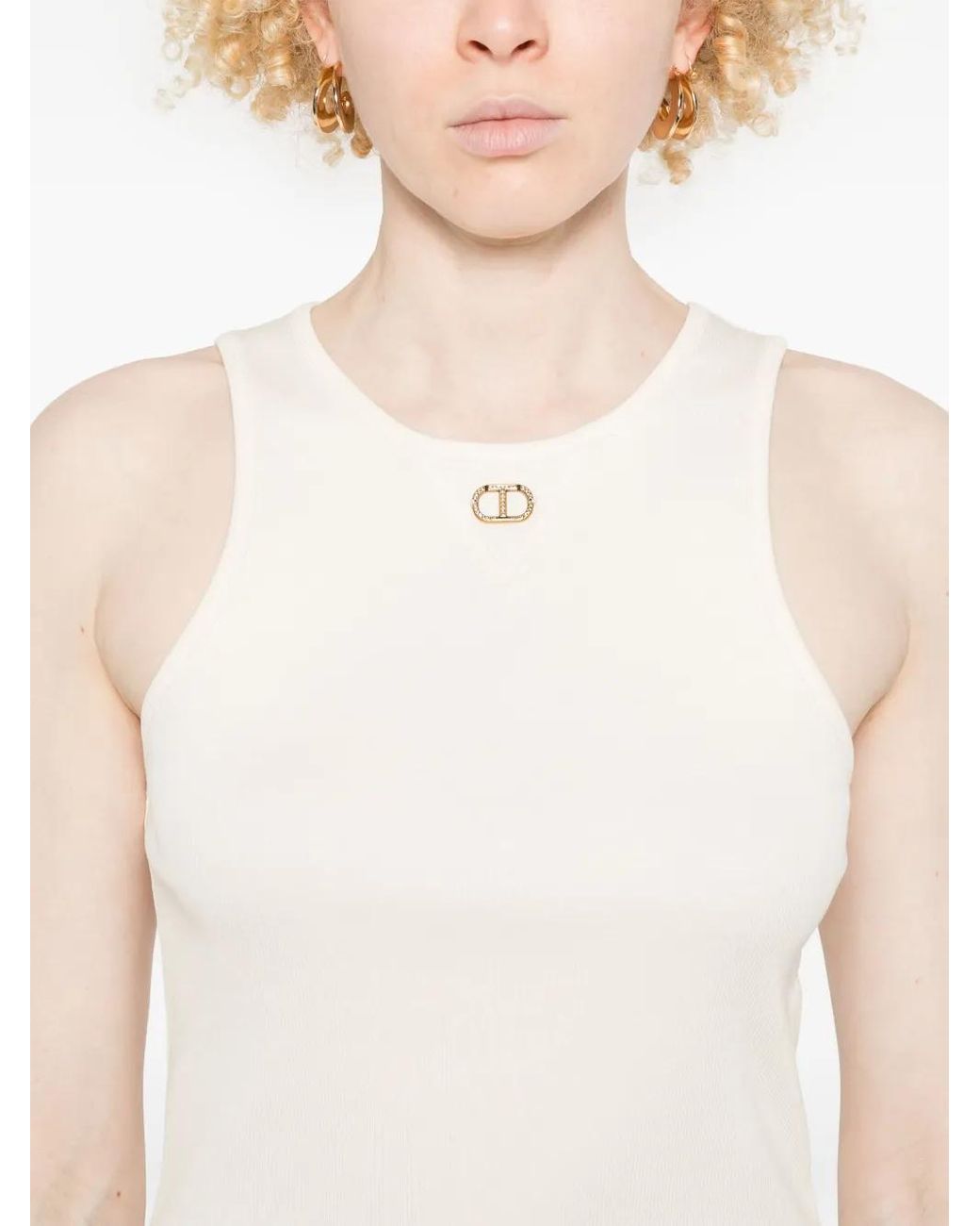 Twinset Natural Oval T Fine-Ribbed Tank Top