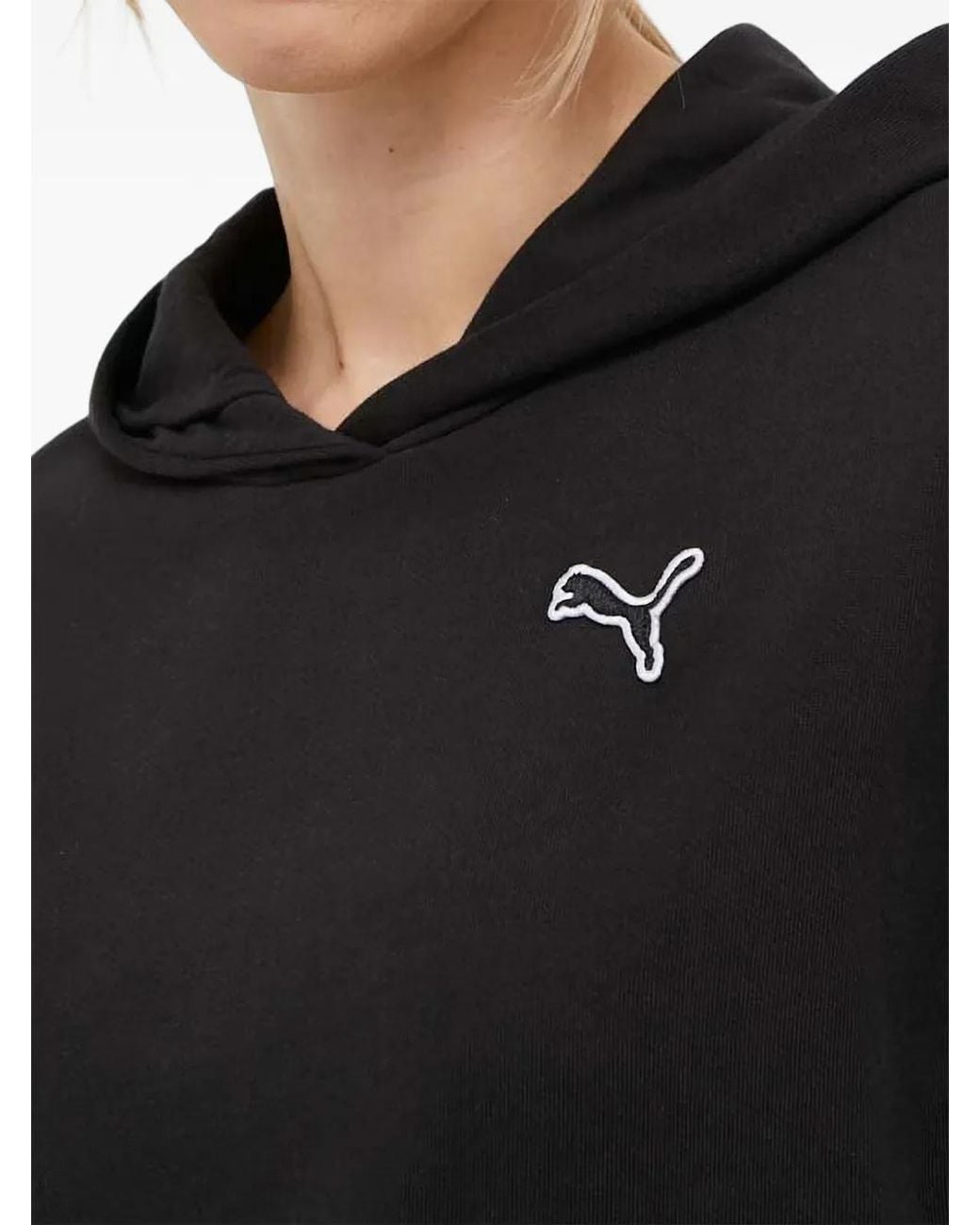 PUMA Black Better Essentials Logo-Embroidered Pouch-Pocket Hoodie