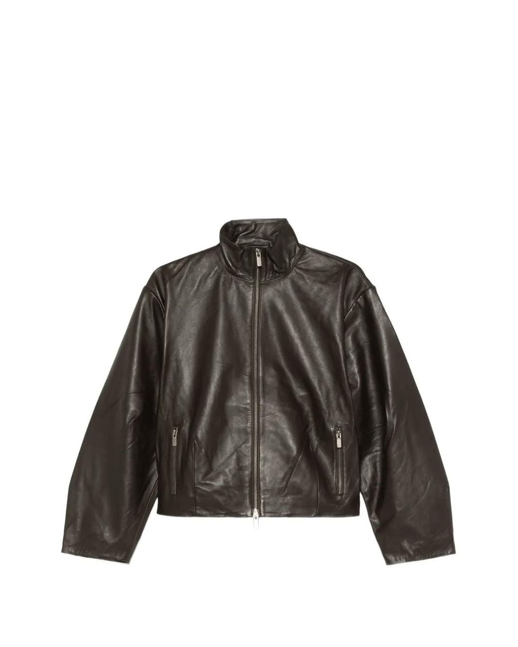 St. Agni Brown Cocoon Zip Leather Jacket