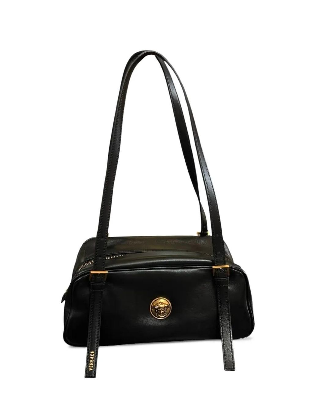 Versace Black Emblème Nappa Bowling Bag