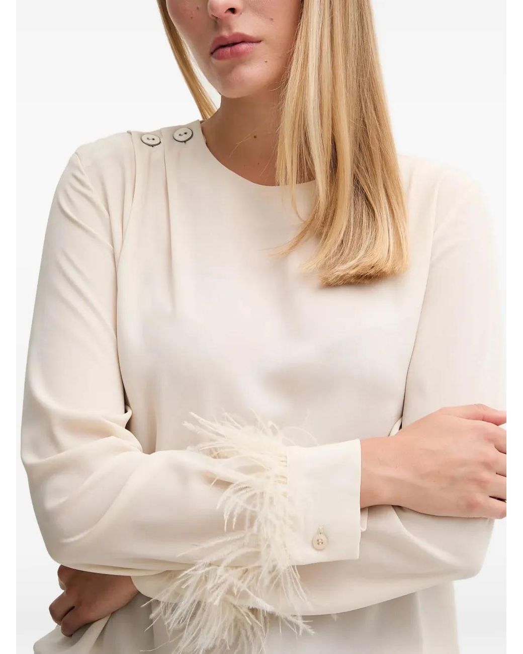 GAUDI Georgette Blouse in het White