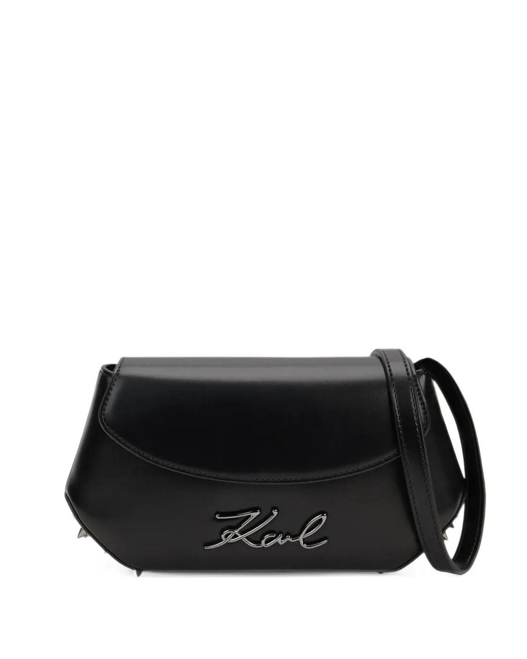 Karl Lagerfeld Black K/Signature Studded Cross Body Bag