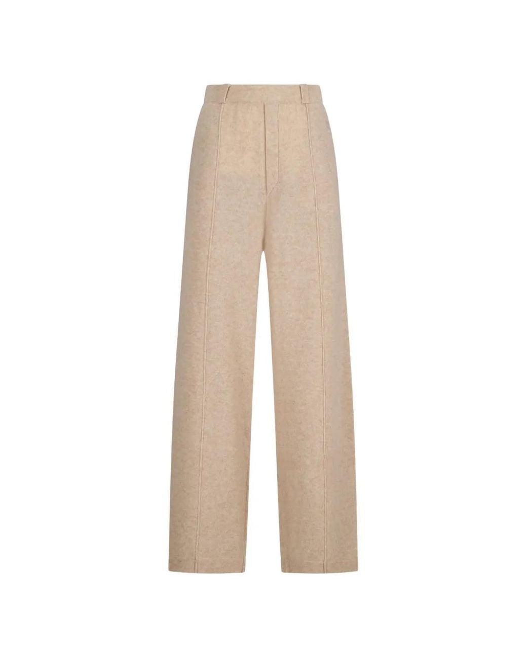 Not Shy Natural Eliana Wide-Leg Cashmere Trousers