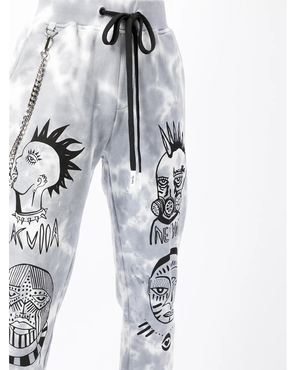 Haculla White Tie Dye-Print Drawstring Track Pants for men