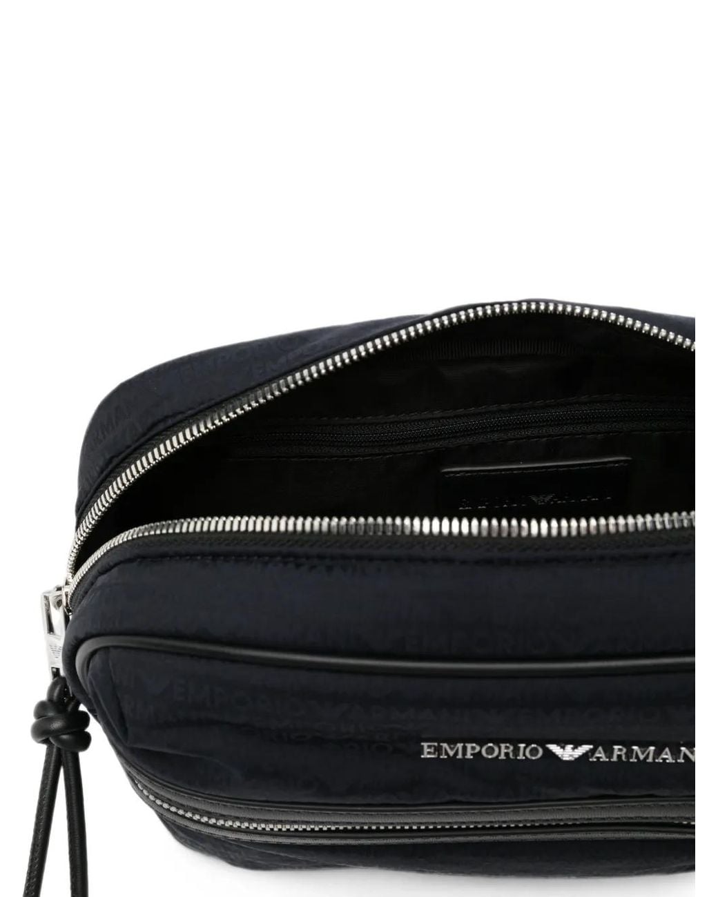 Emporio Armani Black Logo-Print Zip-Fastening Shoulder Bag for men
