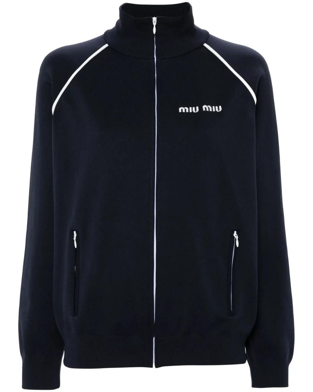 Miu Miu Blue Nylon Fleece Cardigan
