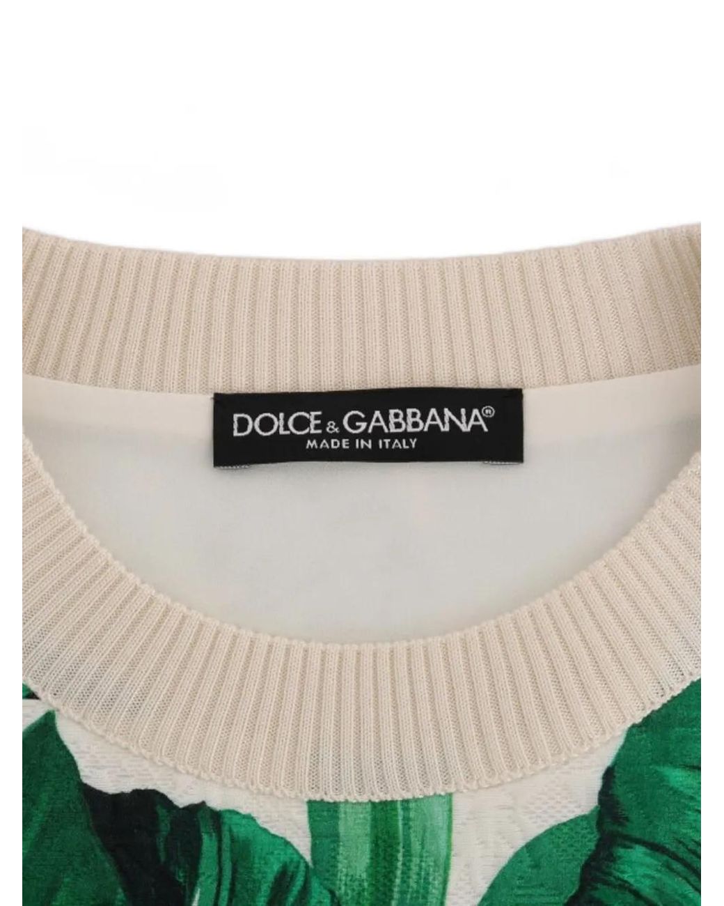 Dolce & Gabbana Green Sequin-Pineapple Banana-Leaf-Print Top