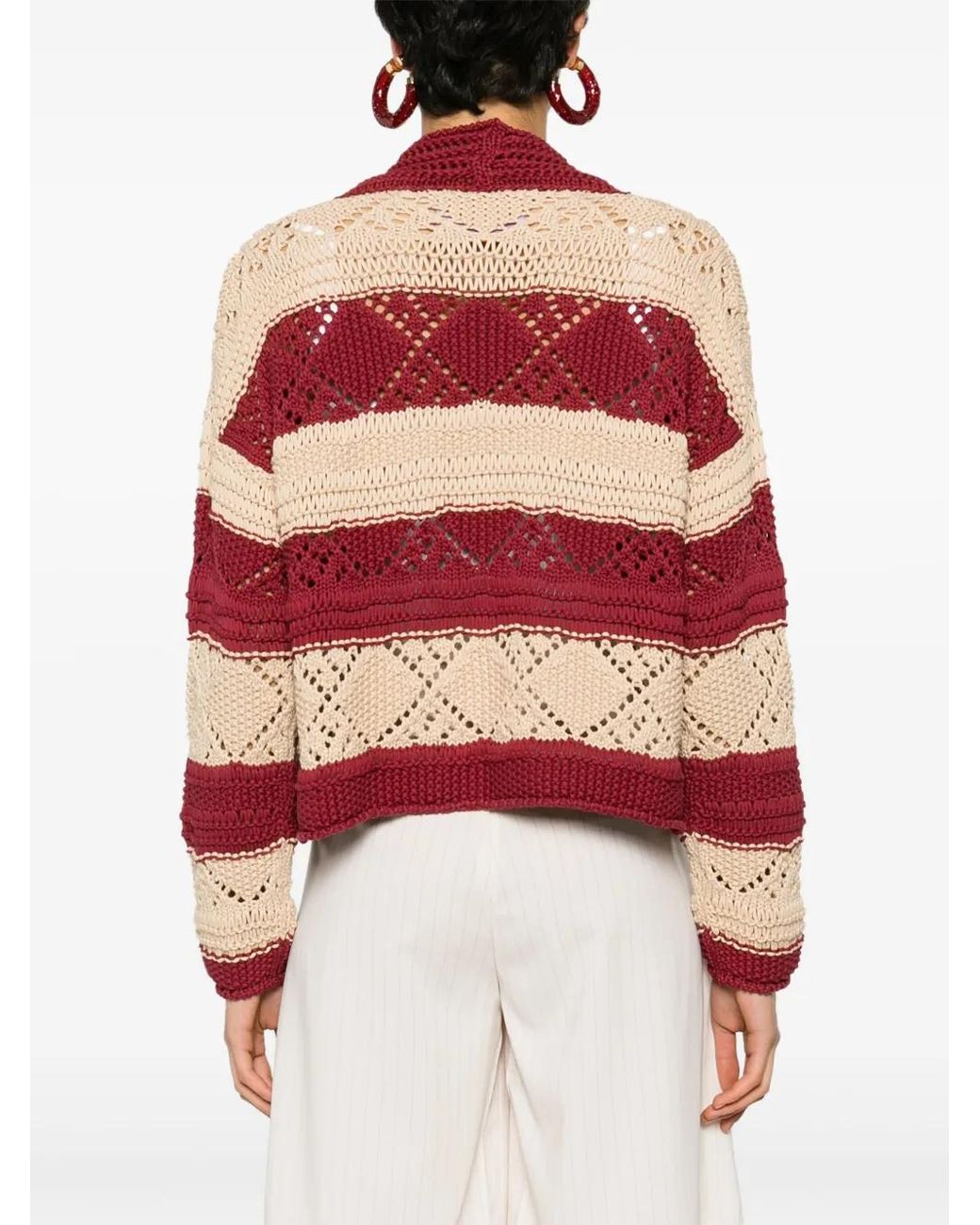LaDoubleJ Red Cotton-Blend Striped Bolero Cardigan