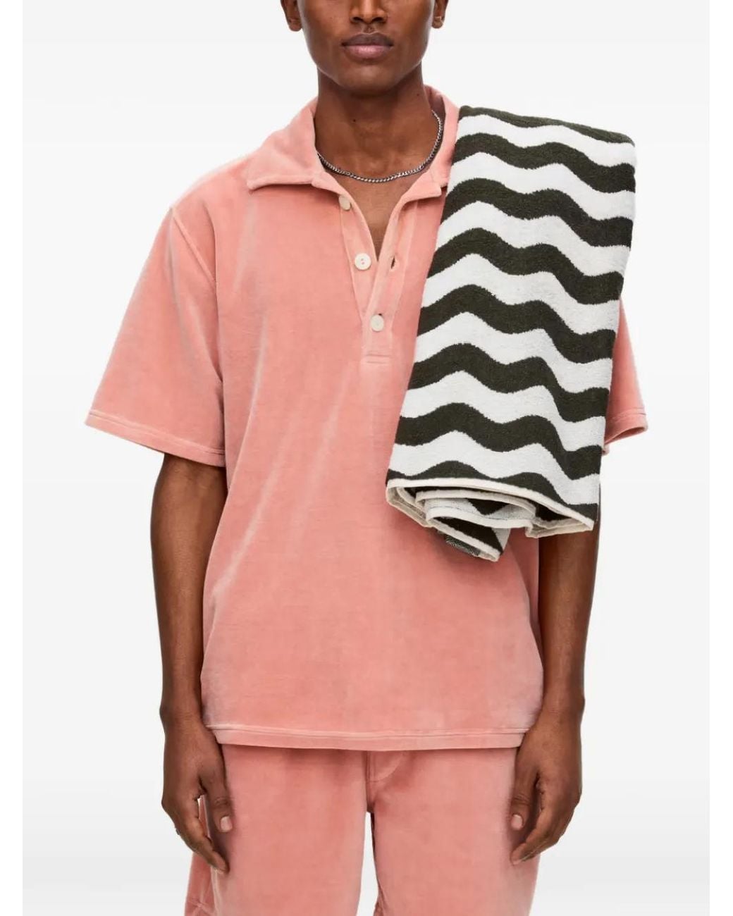 Oas Pink Cameo Girona Terry-Cloth Polo Shirt for men