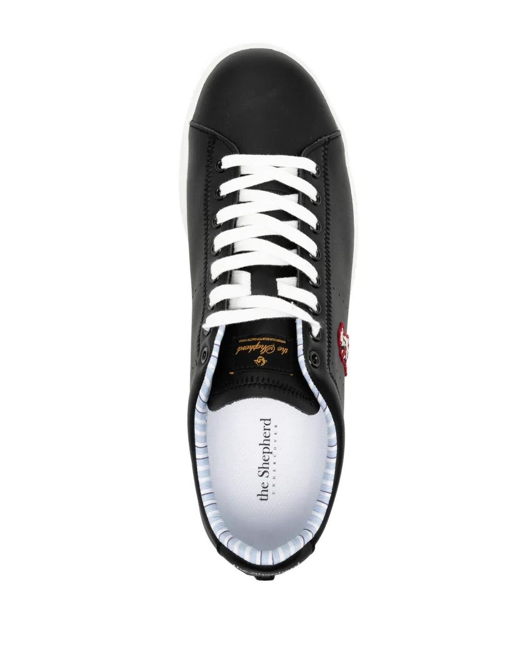 Undercover Black Logo-Patch Leather Sneakers for men