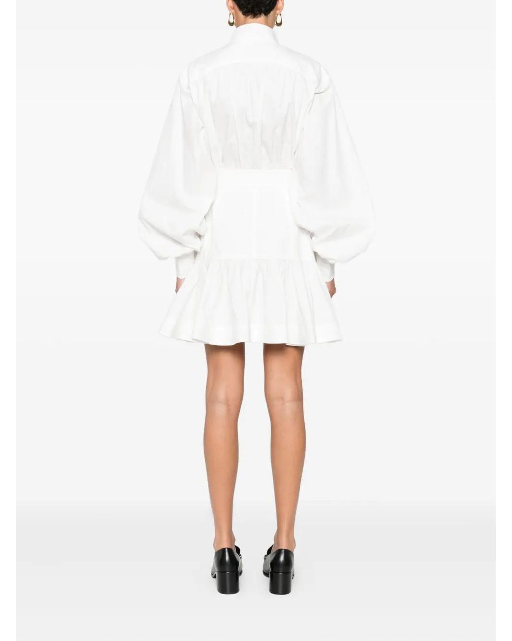 Zimmermann White Belted Button-Front Mini Dress