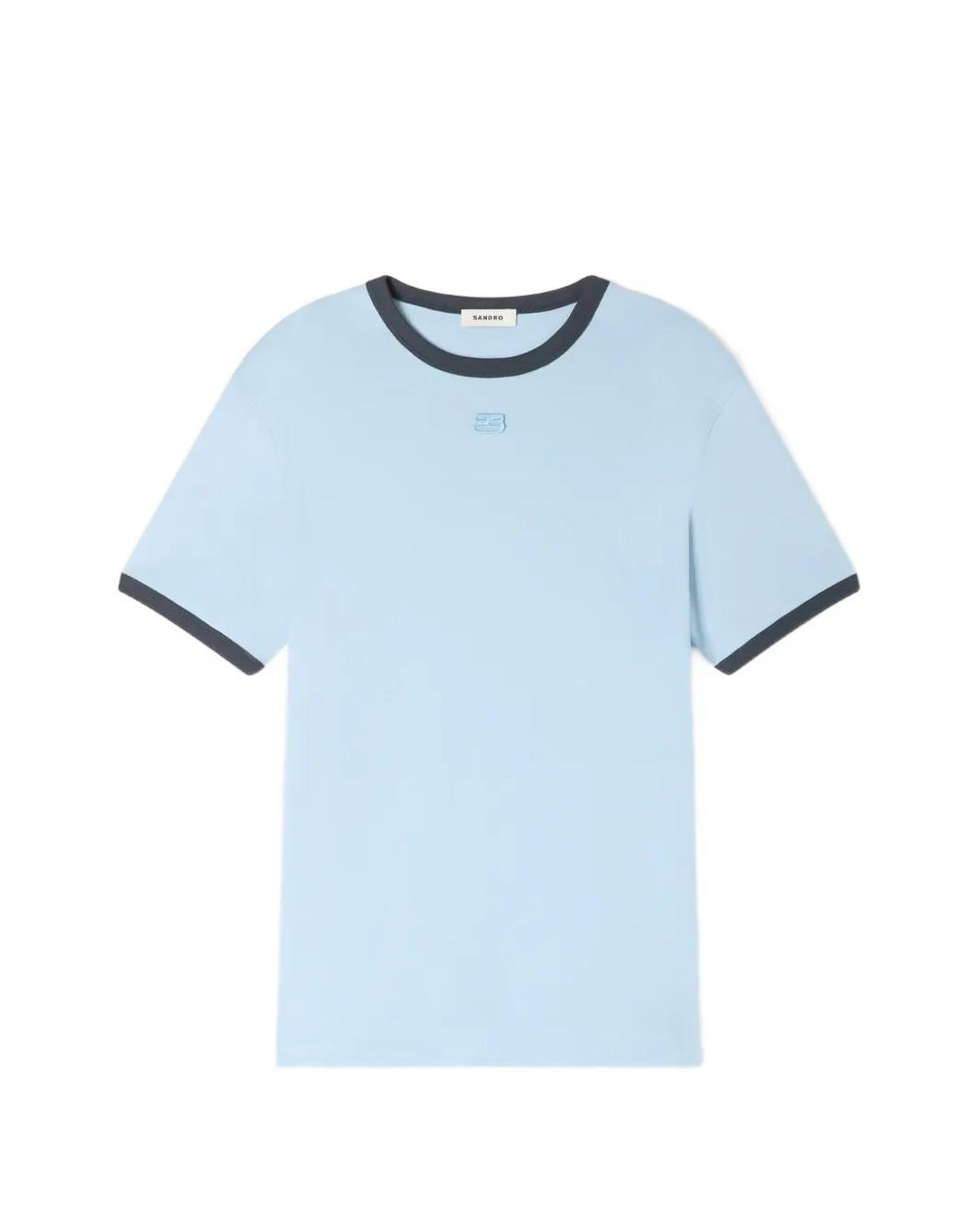 Sandro Blue Two-Tone Patch T-Shirt for men