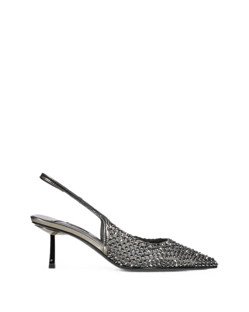 Le Silla Metallic Crystal-Embellished Mesh Pumps