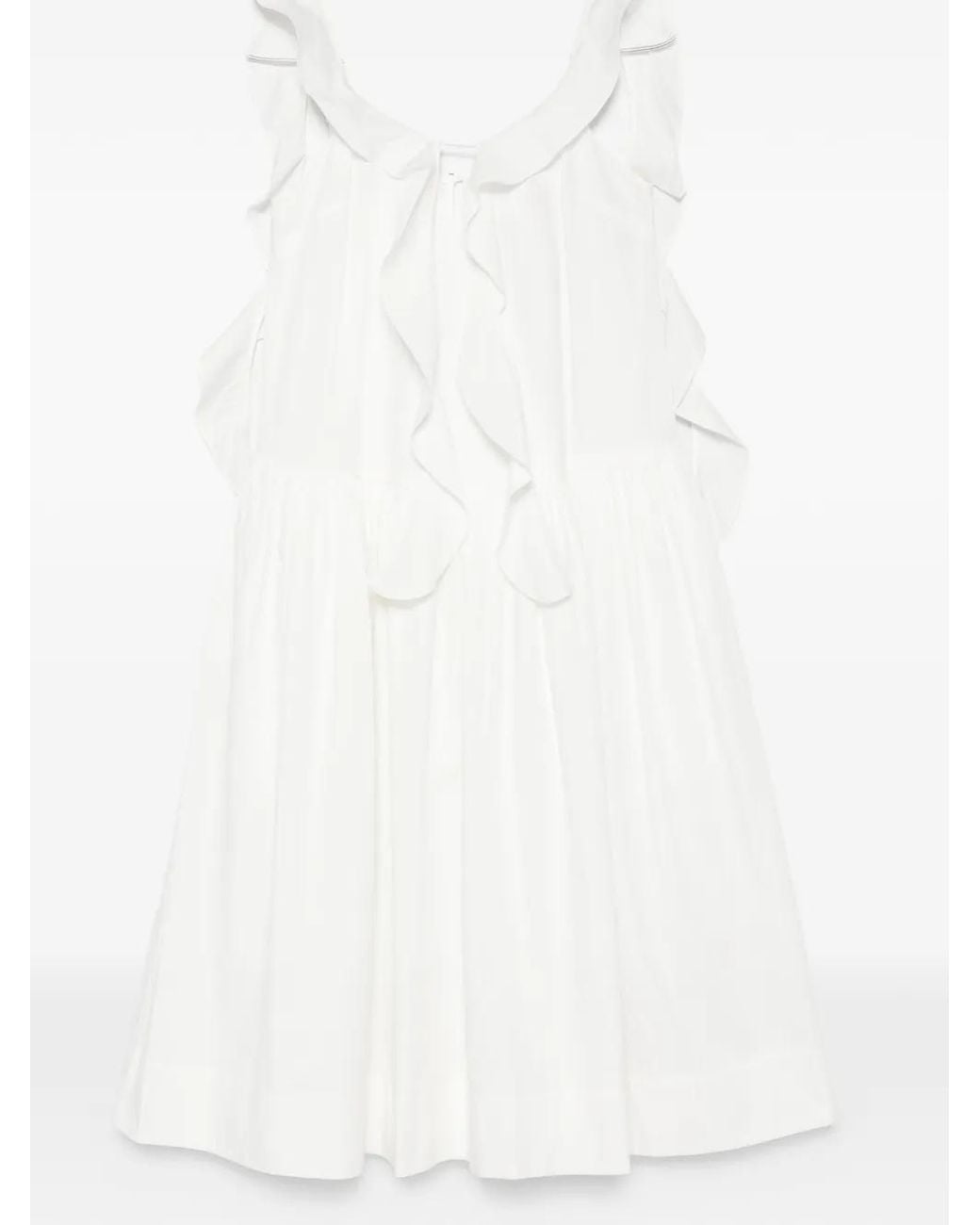 Maggie Marilyn White Ruffled-Trim Sleeveless Midi Dress