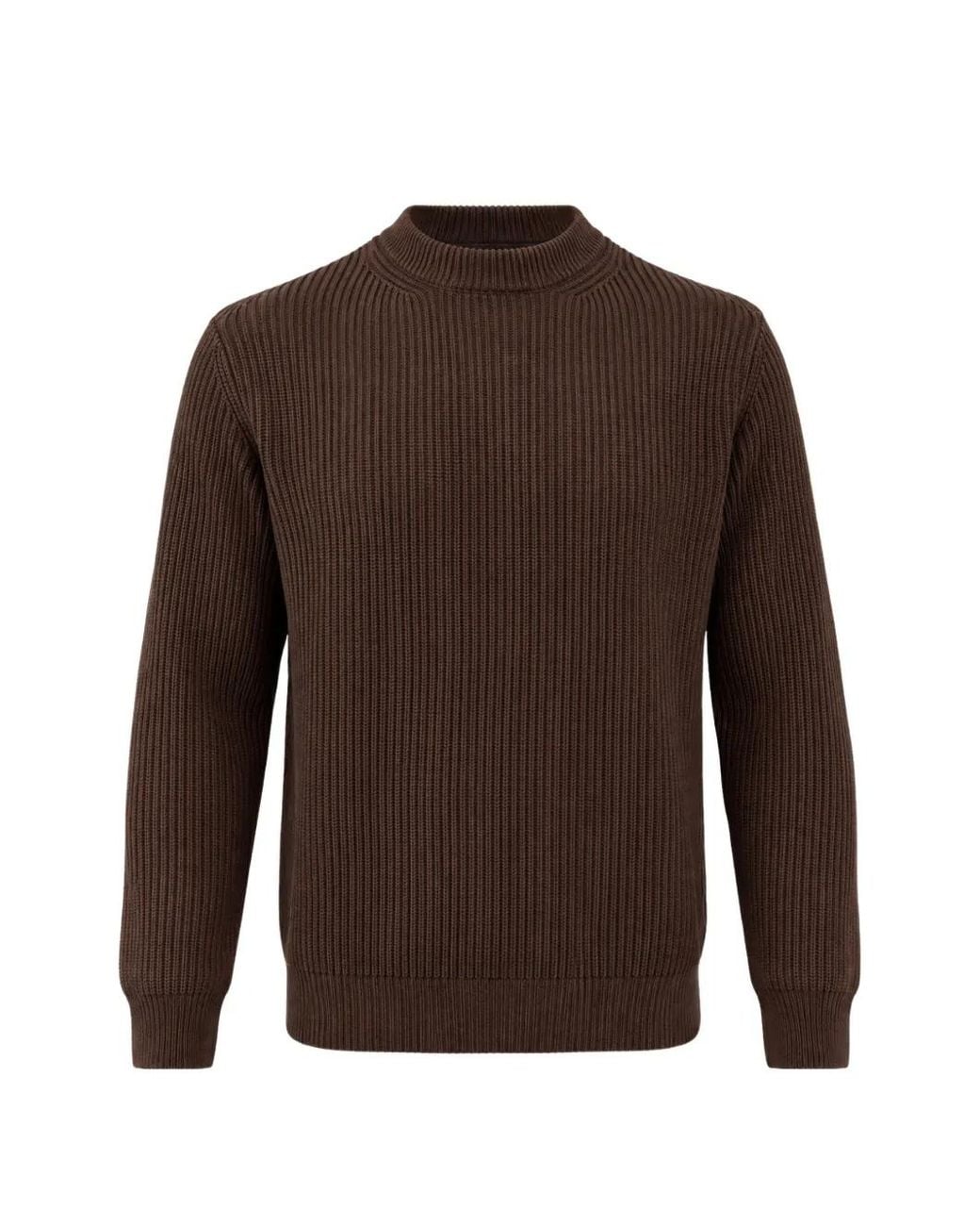 Franzese Collection Brown Steve Mcqueen Ribbed-Knit Crew-Neck Sweater for men