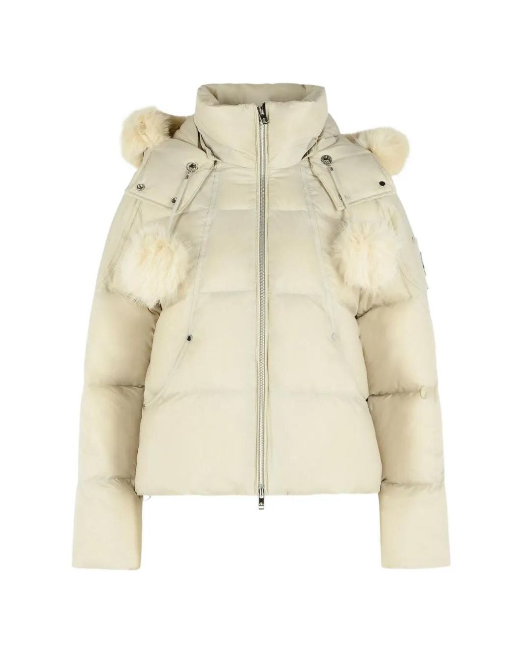 Moose Knuckles Natural Everest Pom-Pom Trim Padded Jacket
