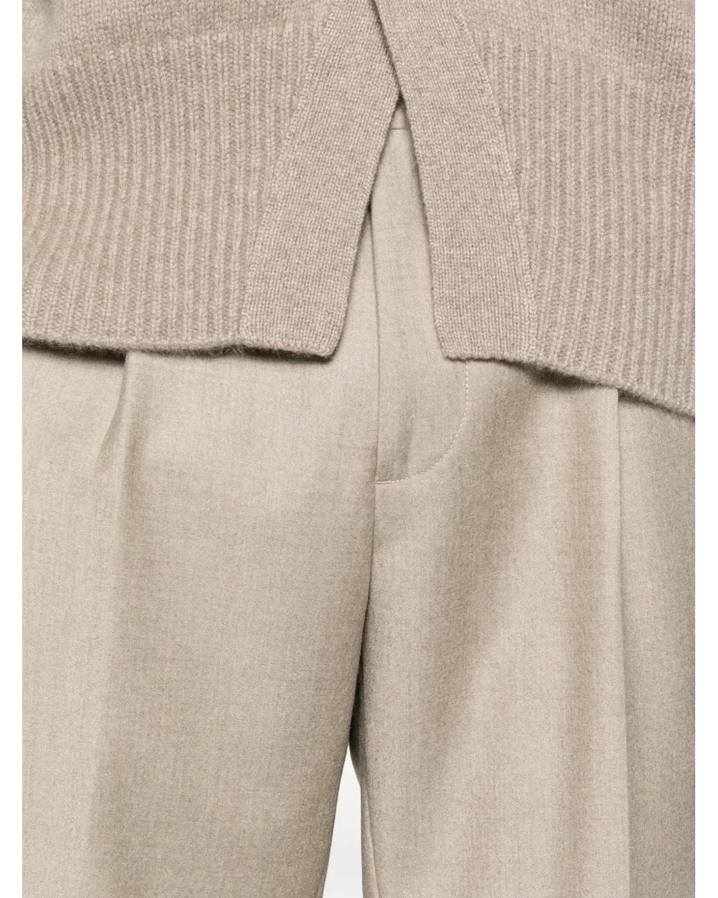 Dell'Oglio Natural Pleated Tailored Trousers for men