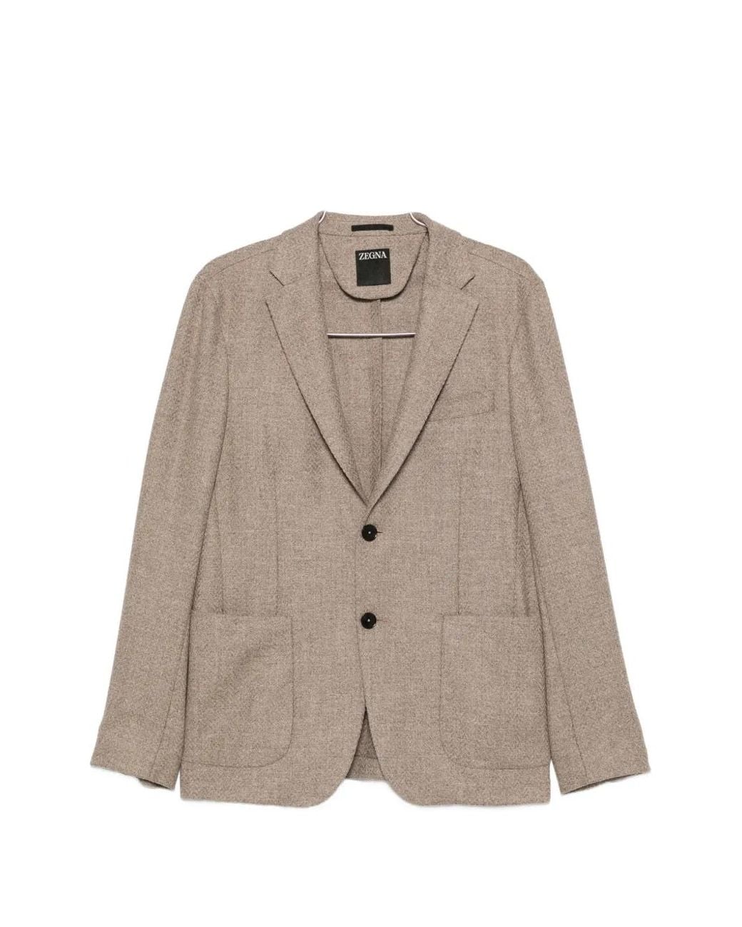 Zegna Brown Herringbone-Pattern Wool-Blend Jacket for men