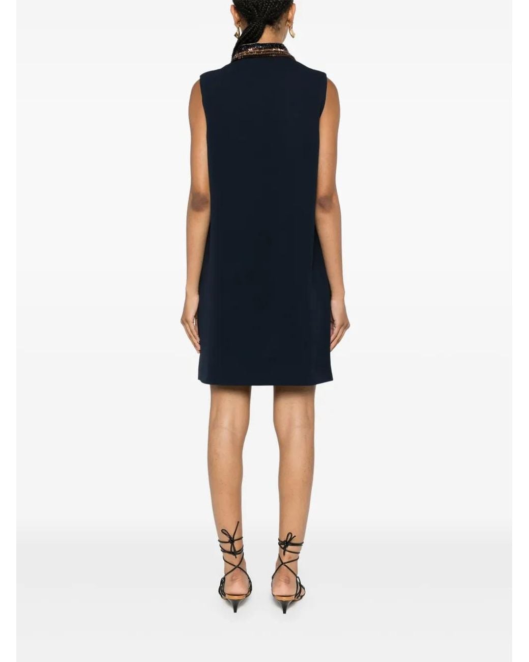 Fendi Blue Sequined-Trim Polo Minidress