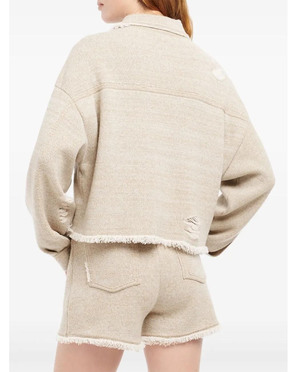 Barrie Natural Fine-Knit Fringe-Detail Shorts