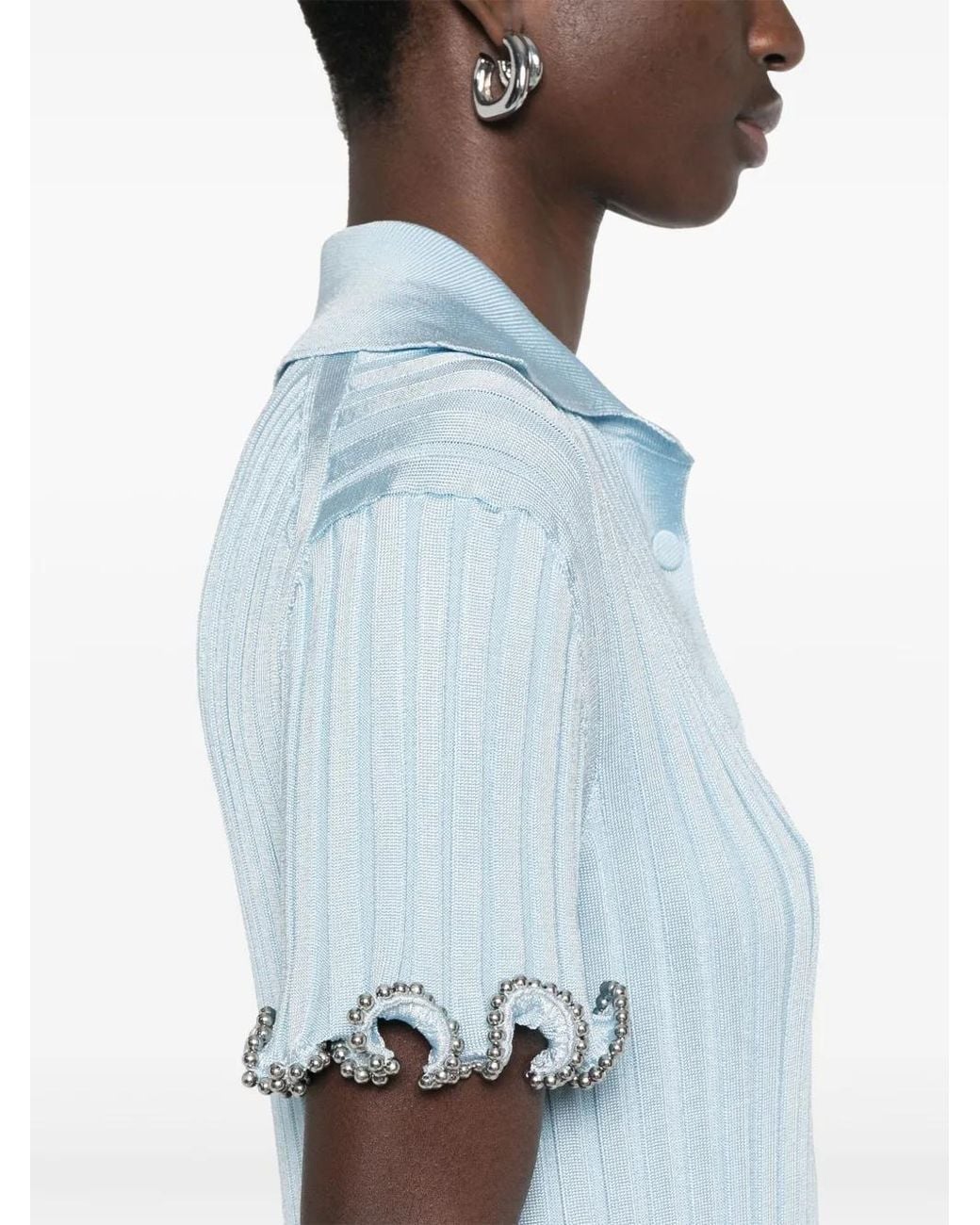 Jil Sander Ribgebreide Mini-Jurk in het Blue