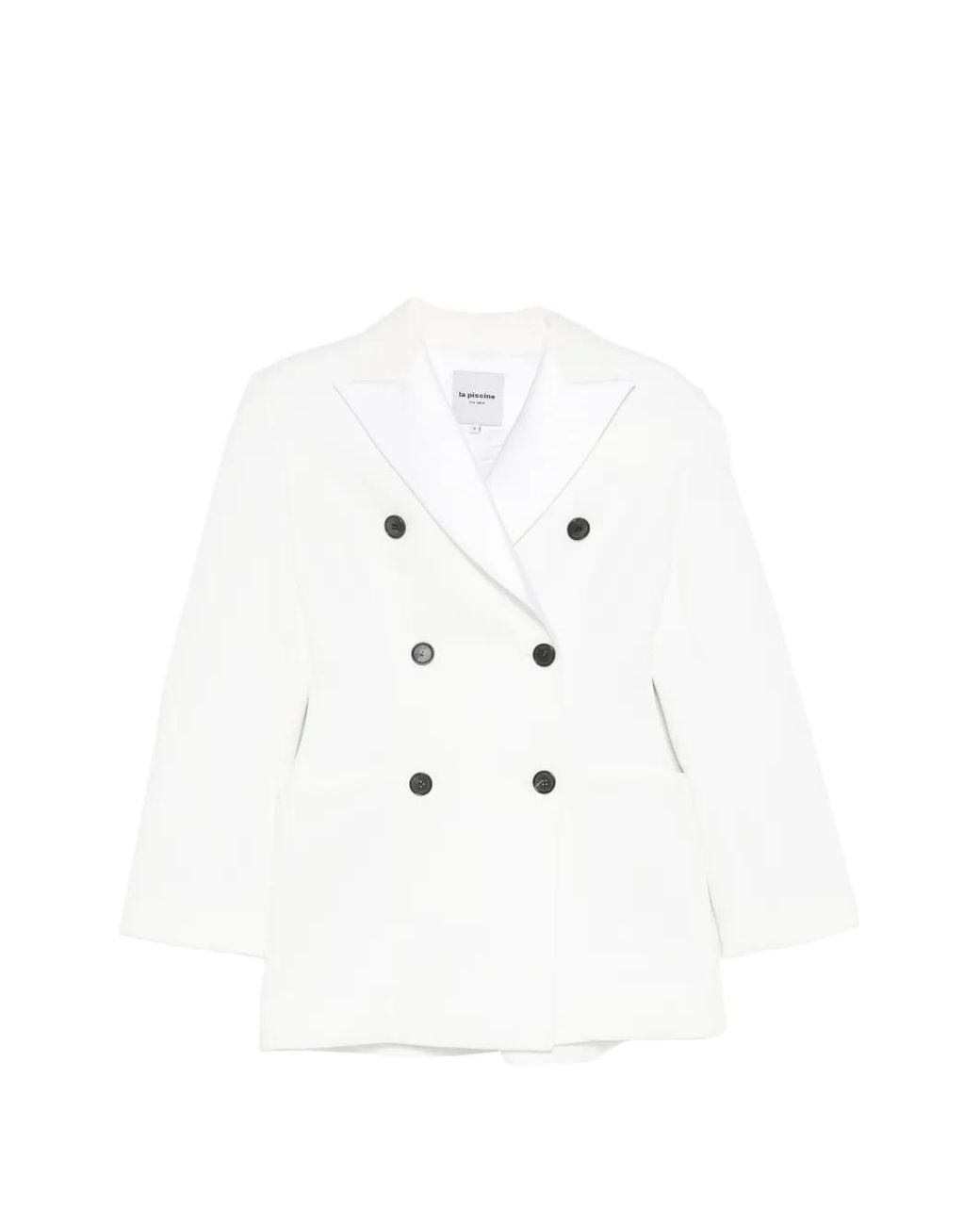 LA PISCINE White Double-Breasted Peaked-Lapel Blazer