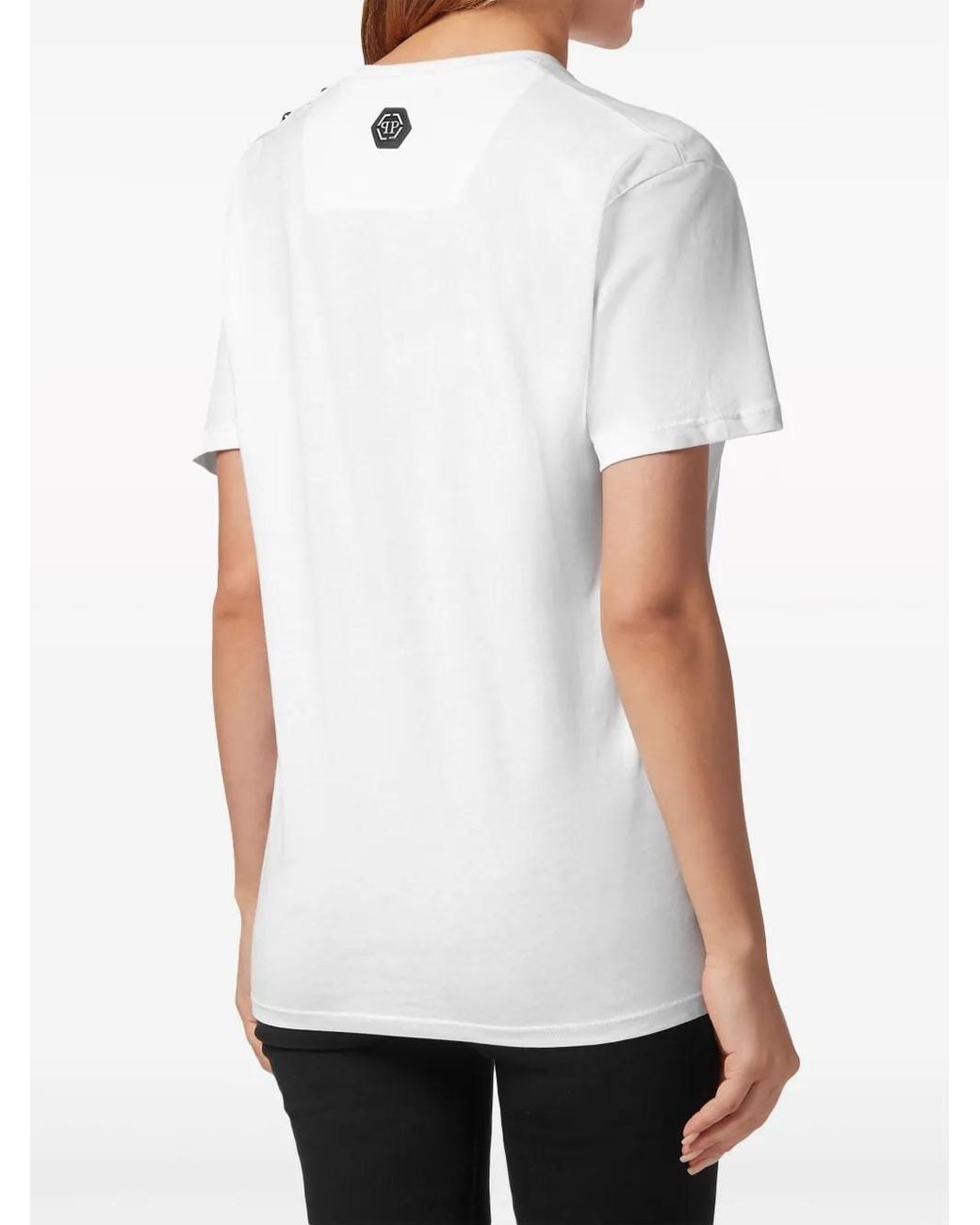 Philipp Plein White Skull-Embellished Cotton T-Shirt
