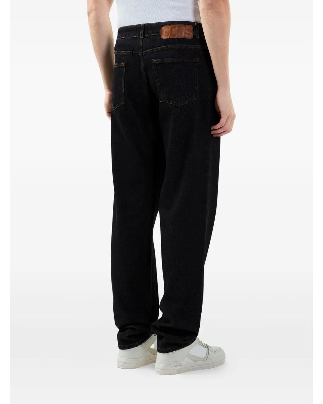 Gcds Black Logo-Detail Jeans for men