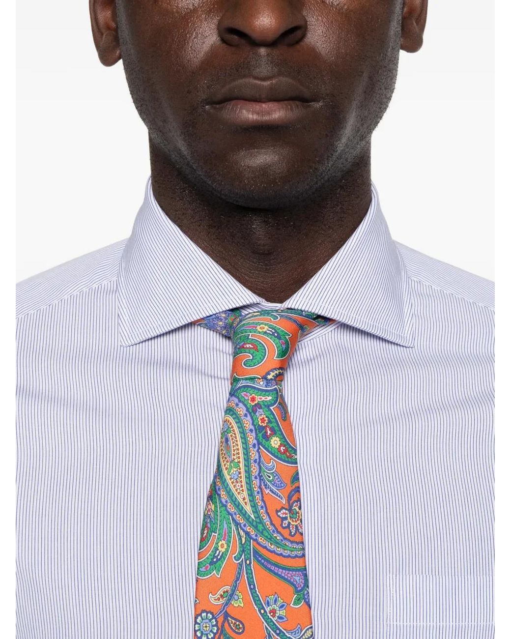 Truzzi White Pinstripe-Pattern Chest-Pocket Shirt for men