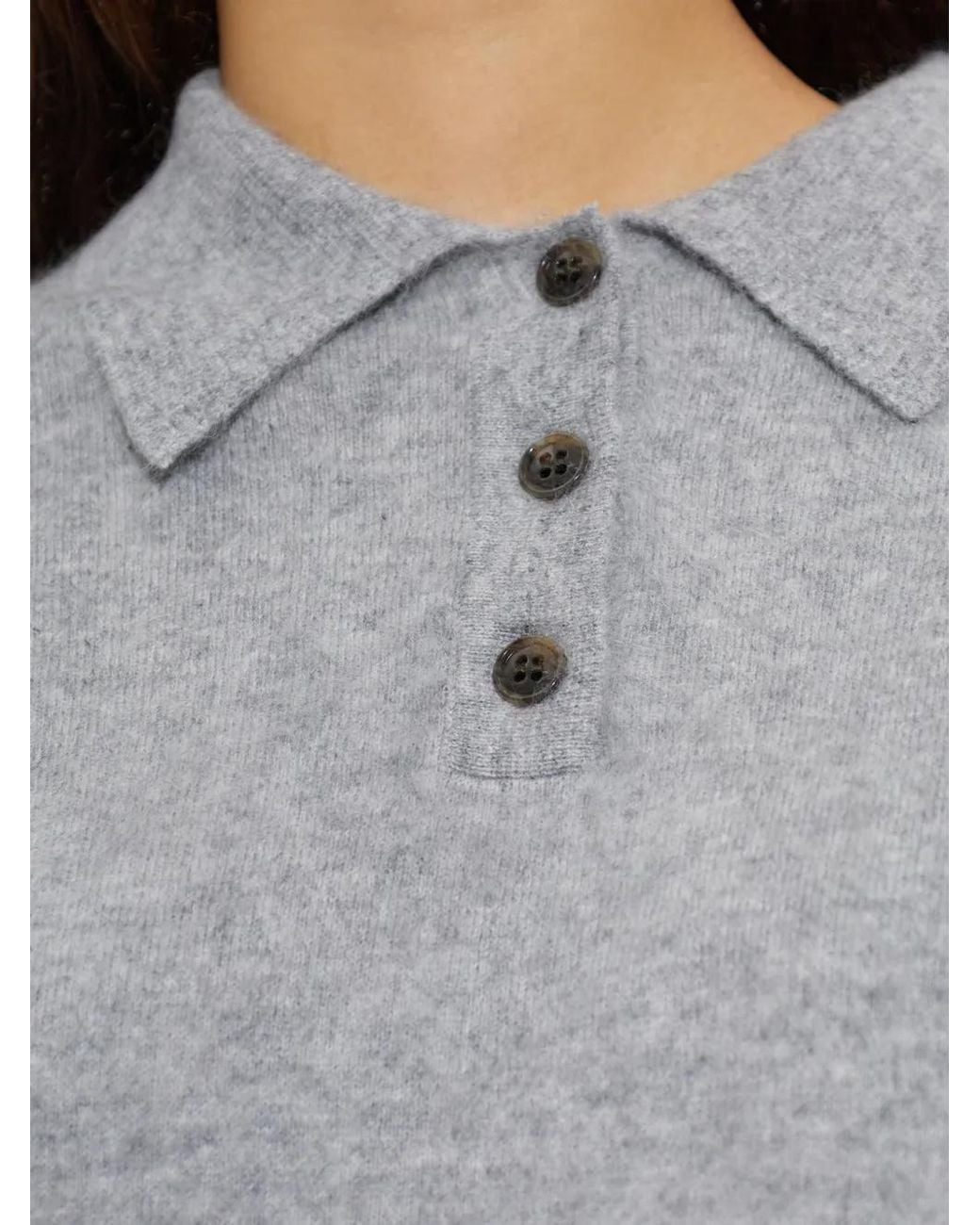 Lisa Yang Gray Valdis Polo Sweater