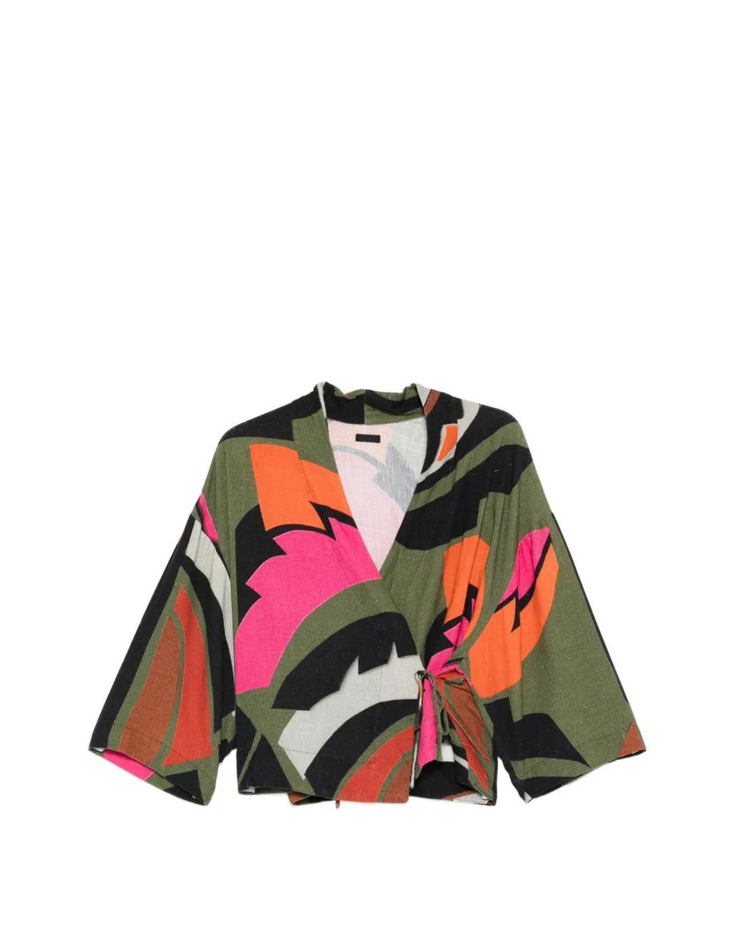 Osklen Red Floral Print Tie Kimono