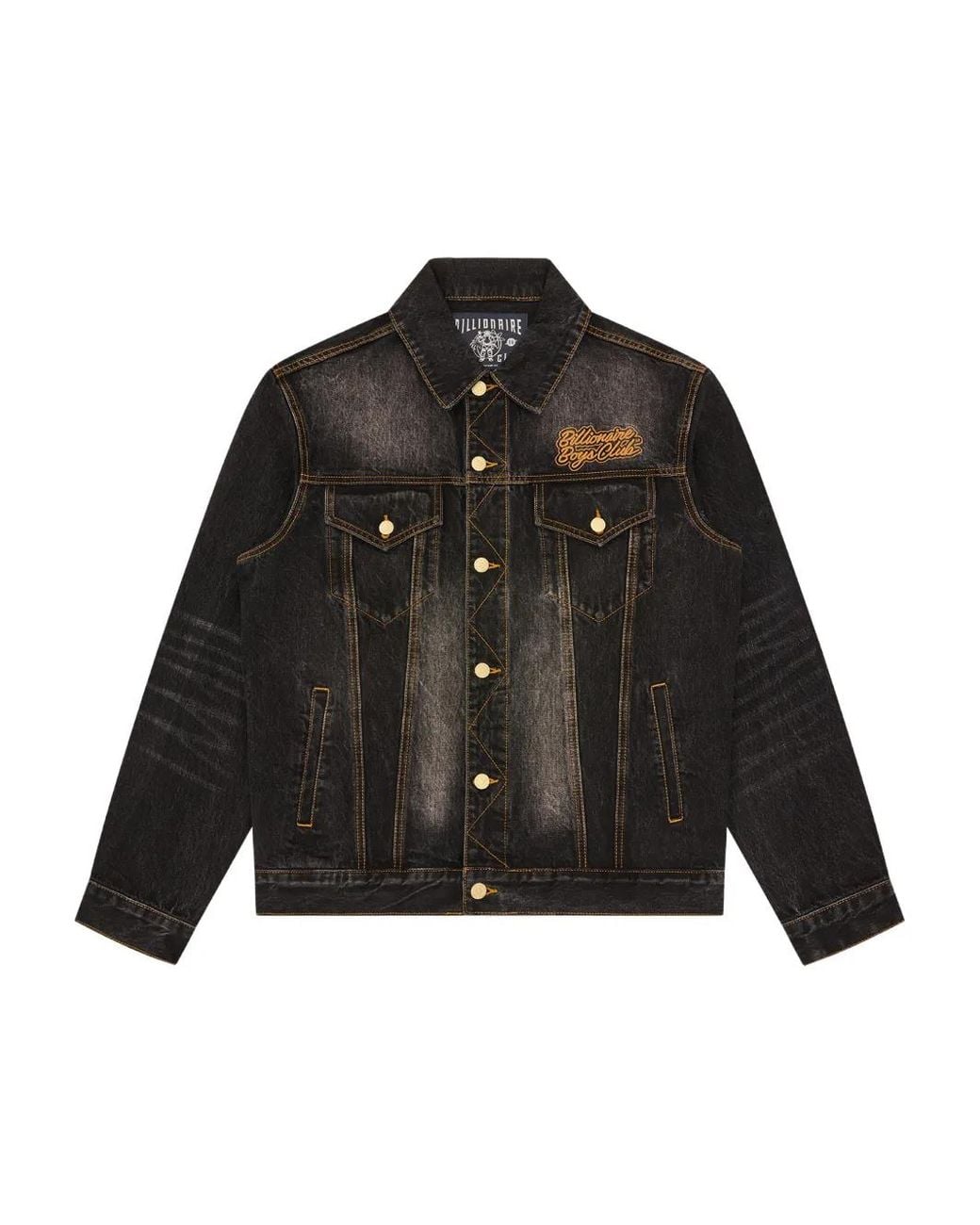 BBCICECREAM Black Script Cord Collar Embroidered Denim Jacket for men