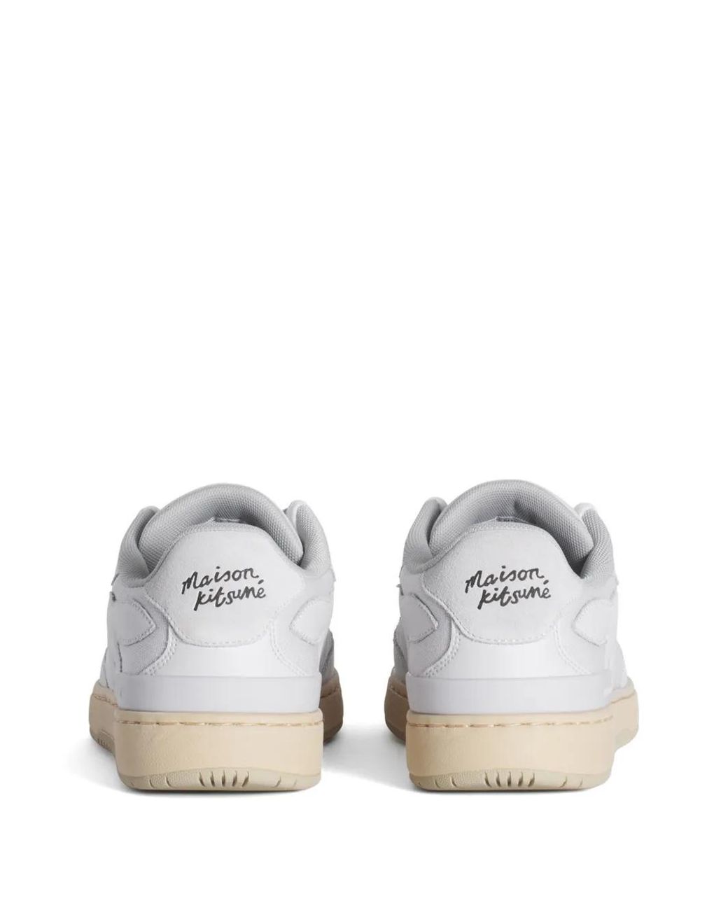 Maison Kitsuné White Chiru Fox-Patch Panelled Sneakers