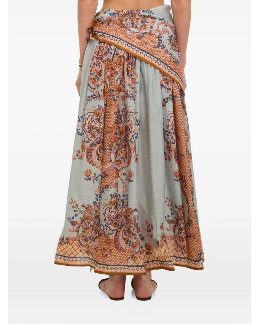 Zimmermann Blue Aster Silk Long Skirt