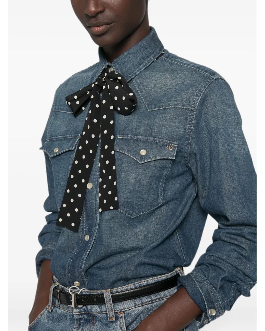 Valentino Garavani Blue Pussy-Bow Shirt