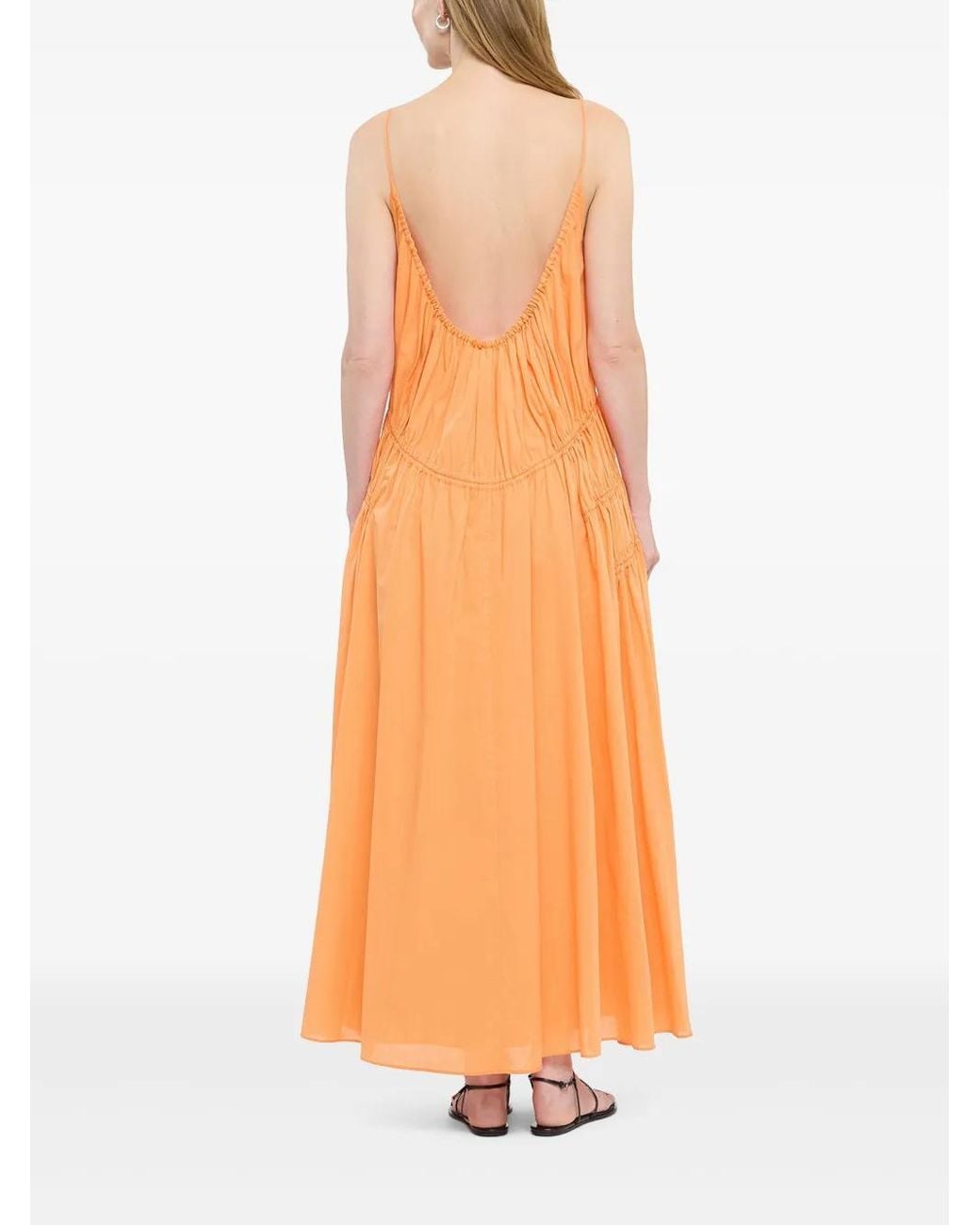 Another Tomorrow Orange Robe Froncée À Dos Ouvert