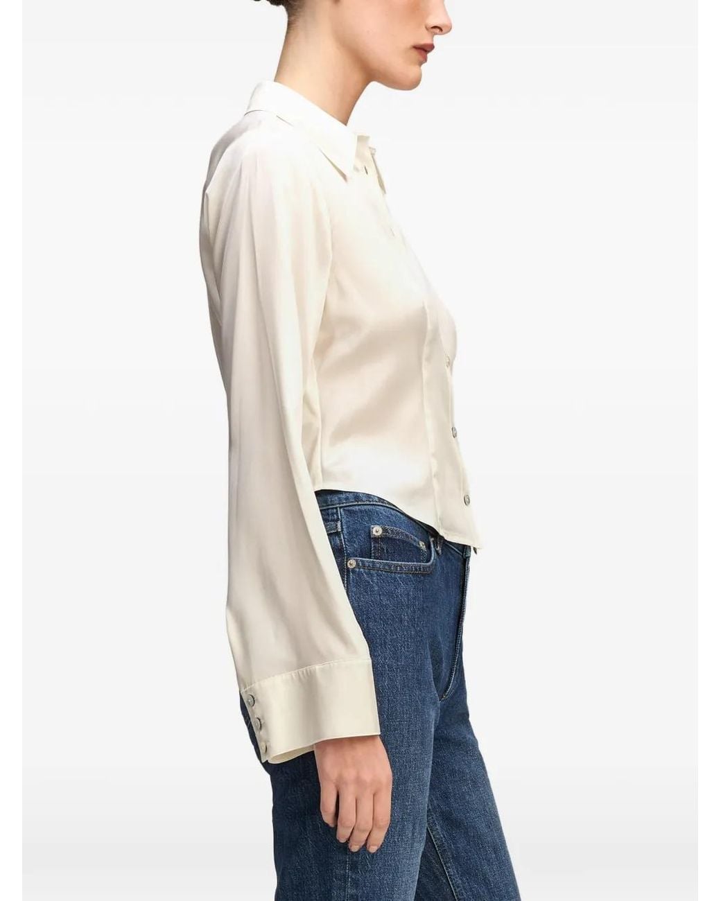 Cinq À Sept White Petra Silk Shirt