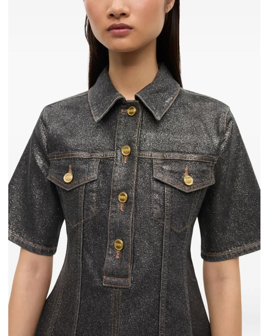 Ganni Black Denim Mini Dress