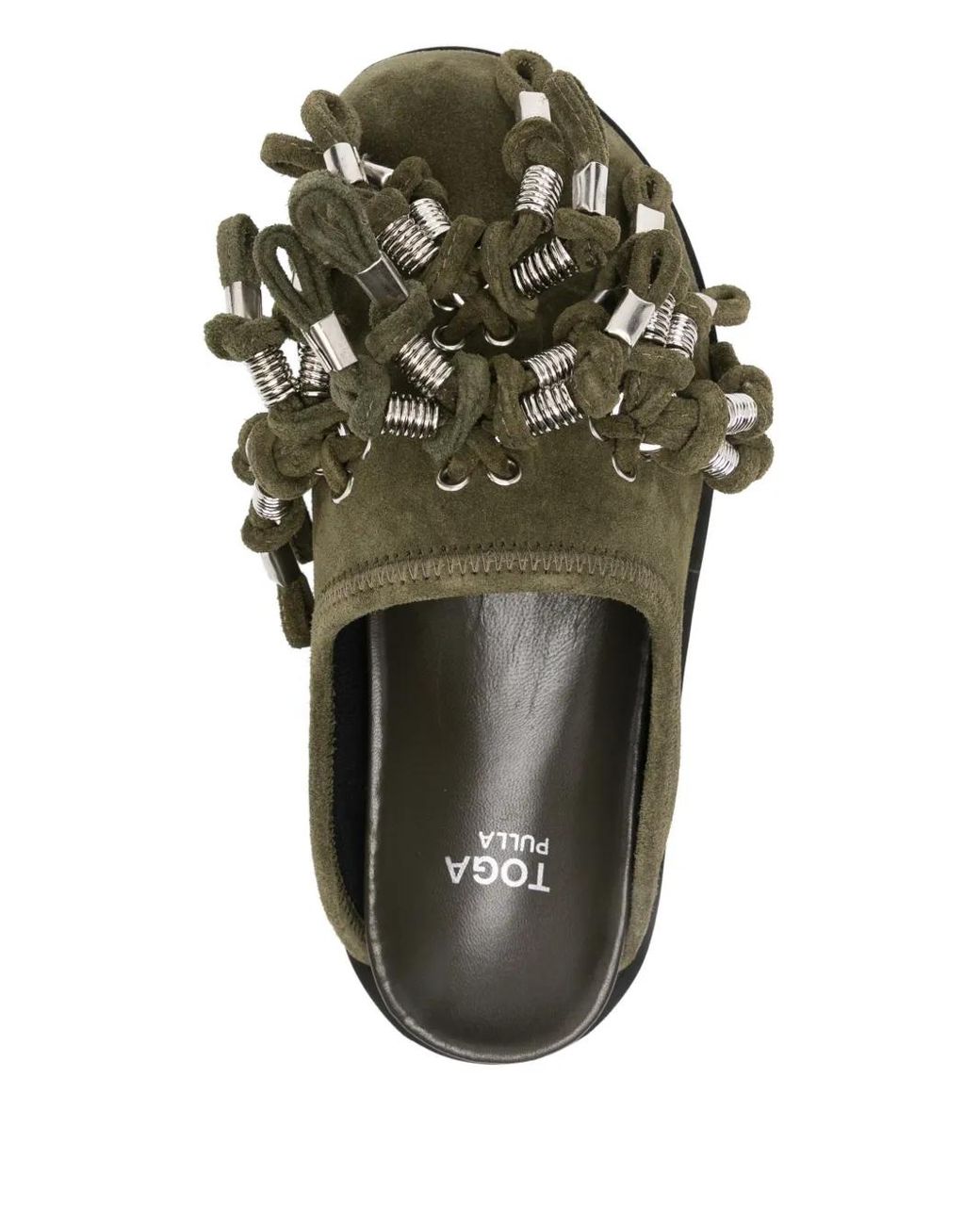 Toga Green Tassel-Embellished Mules